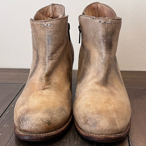 BED|STU Tan Leather Ankle Booties with Chunky Heel Womens size 8.5 - Picture 2 of 13